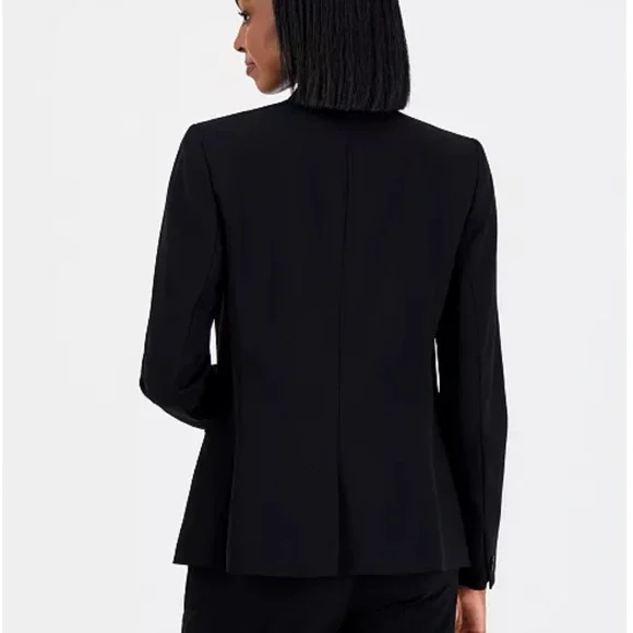 Bar III Classic Black Blazer 
Women's Bi-Stretch Collarless Open-Front Blazer - Picture 2 of 6